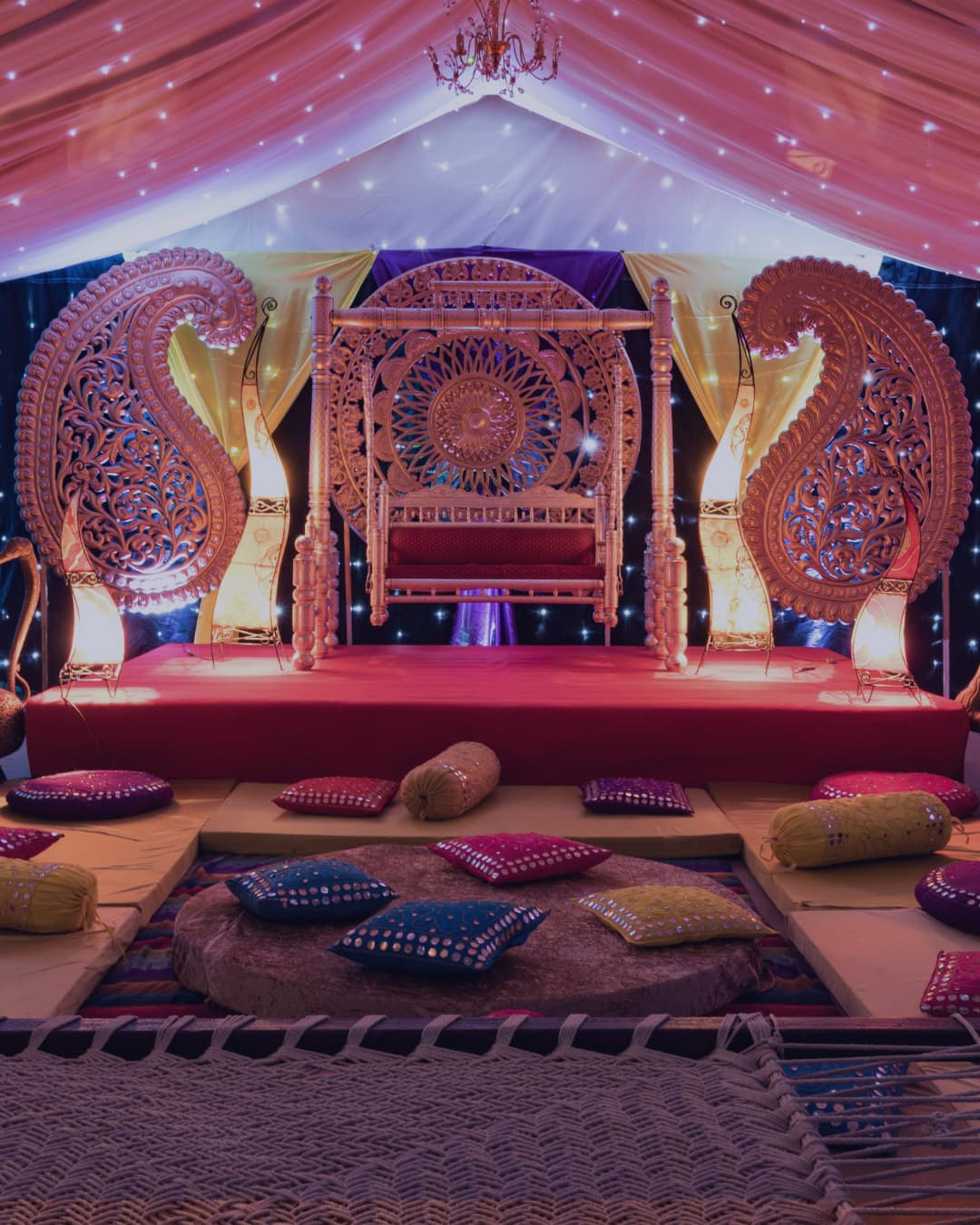Tablescapes and florals inside the marquee