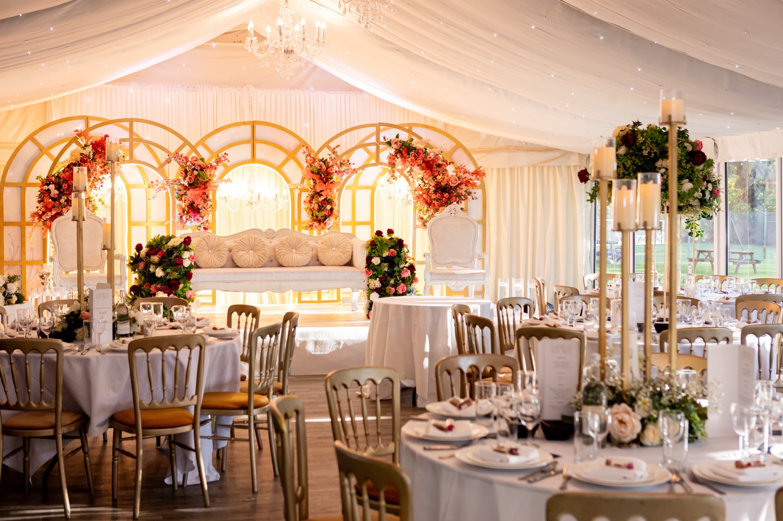 The Mini Marquee beneath its white canopy ceiling with soft uplighting
