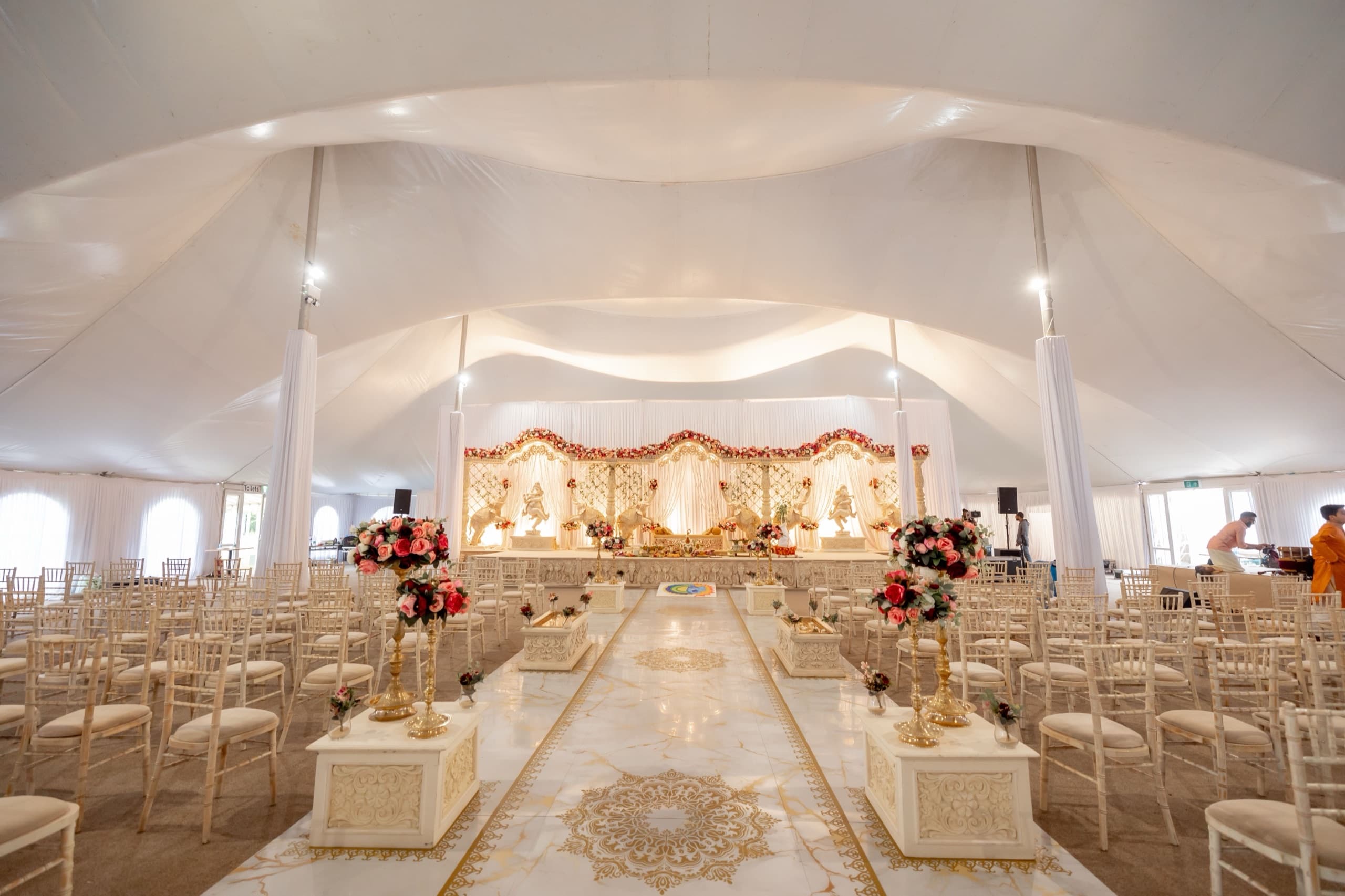 Inside the Mega Marquee, dressed for a celebration