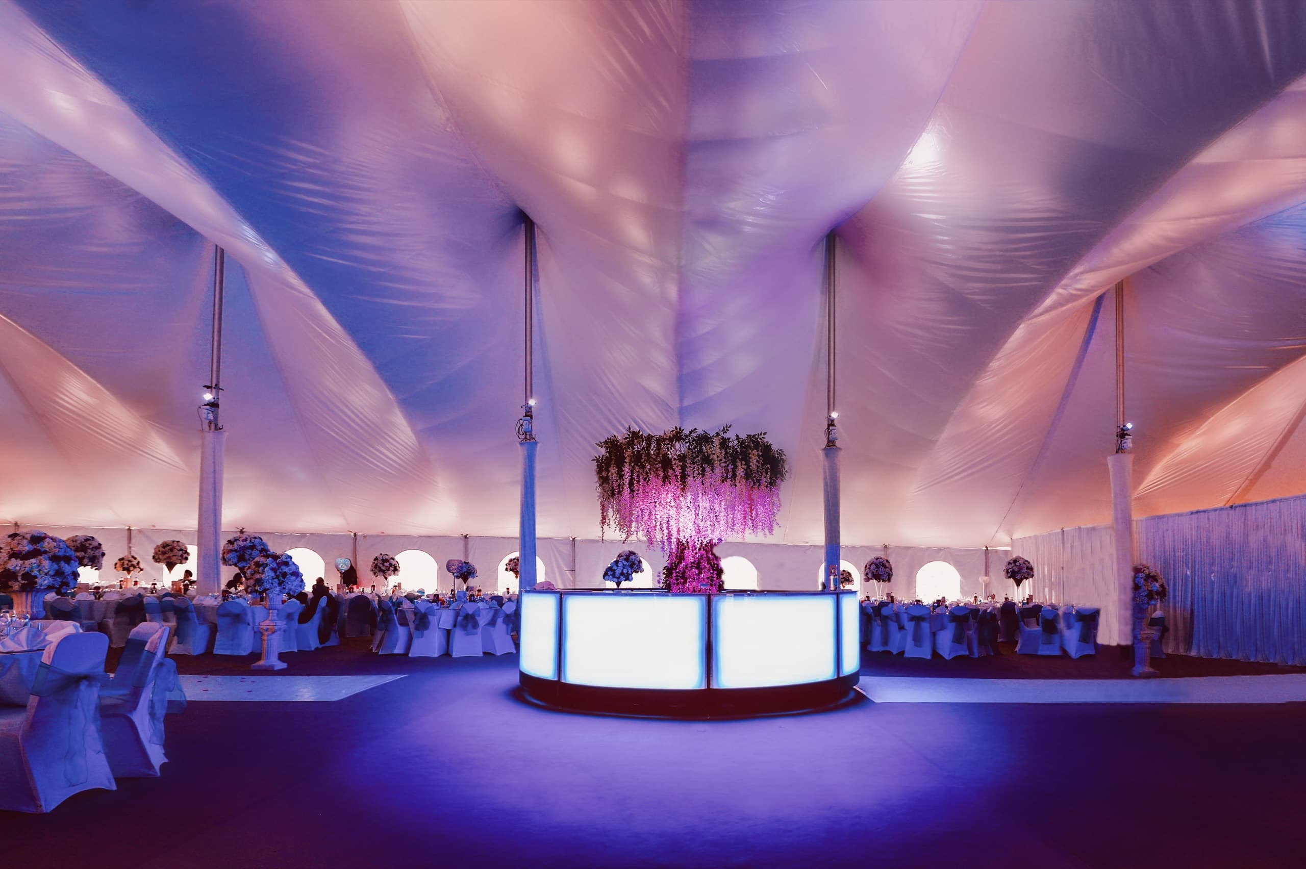 Inside the Mega Marquee, dressed for a celebration