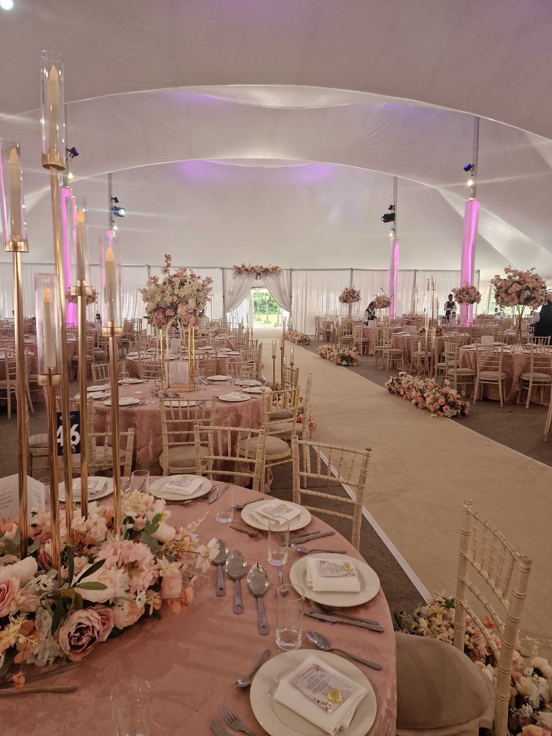Inside the Mega Marquee, dressed for a celebration