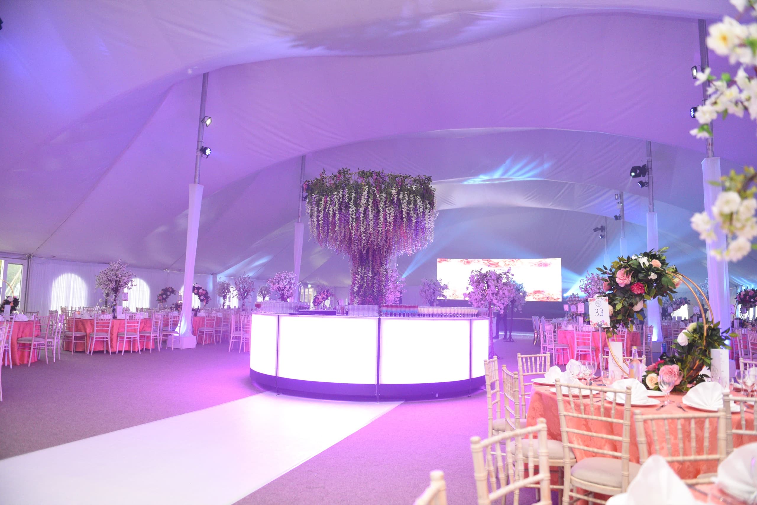 Inside the Mega Marquee, dressed for a celebration