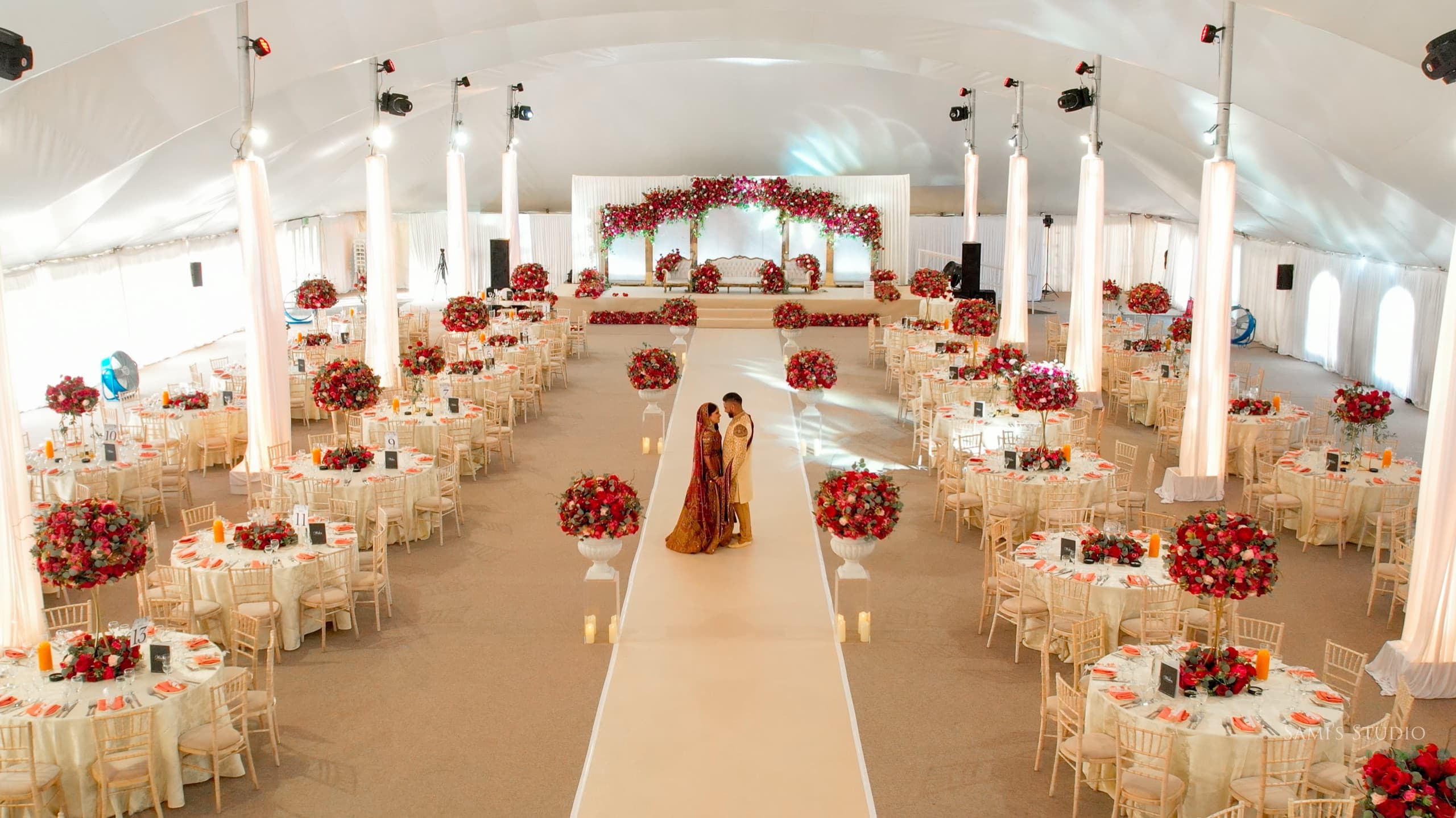 Inside the Mega Marquee, dressed for a celebration