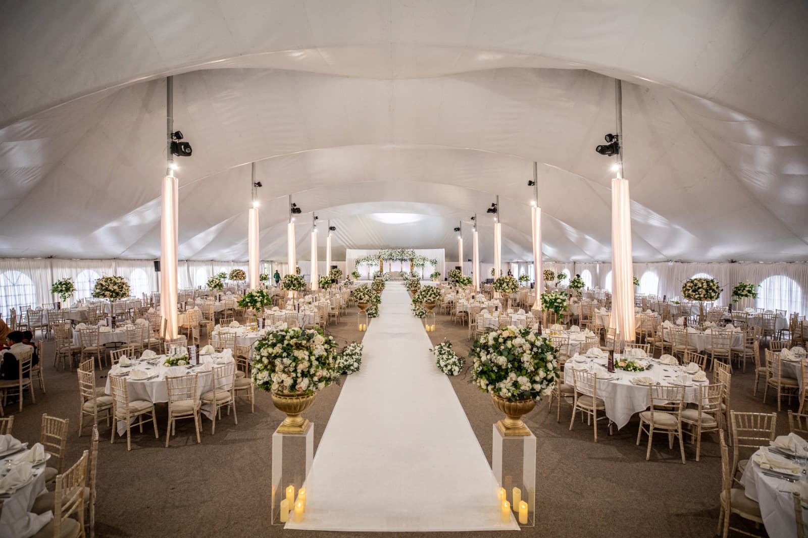 Inside the Mega Marquee, dressed for a celebration