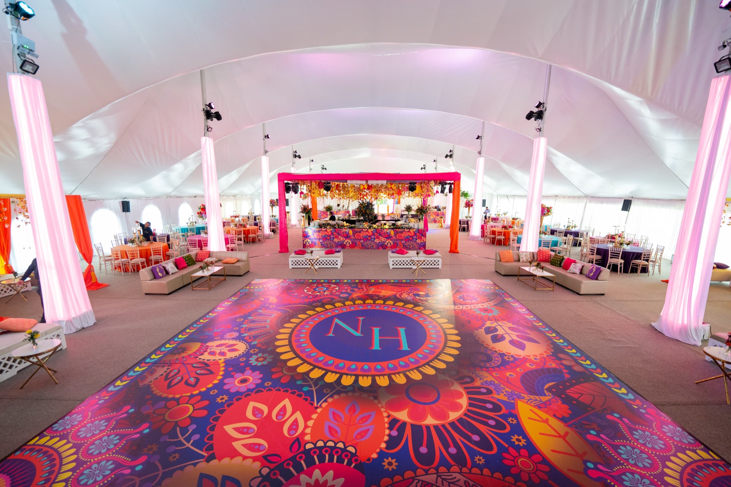 Inside the Mega Marquee, dressed for a celebration