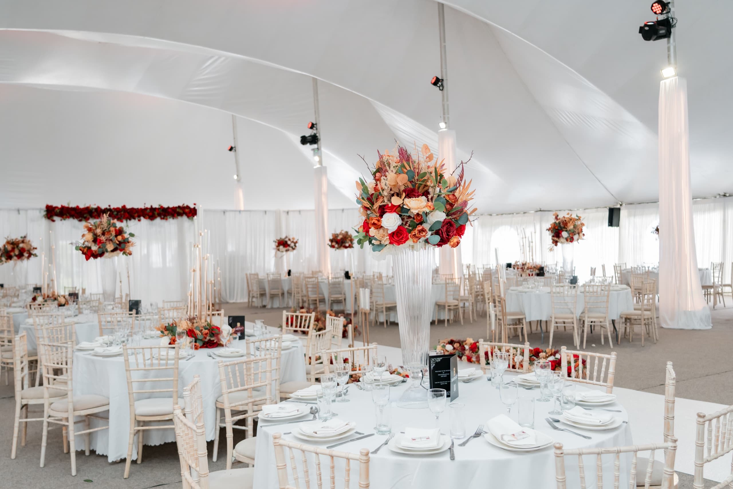 Inside the Mega Marquee, dressed for a celebration