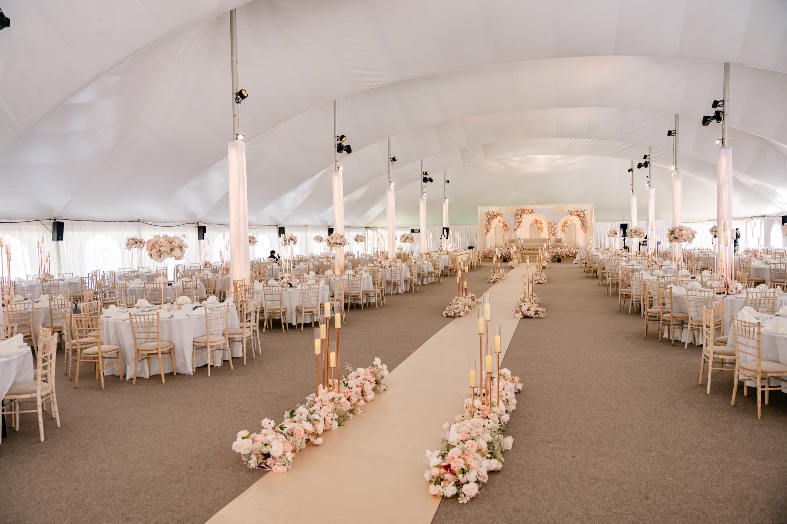 Inside the Mega Marquee, dressed for a celebration