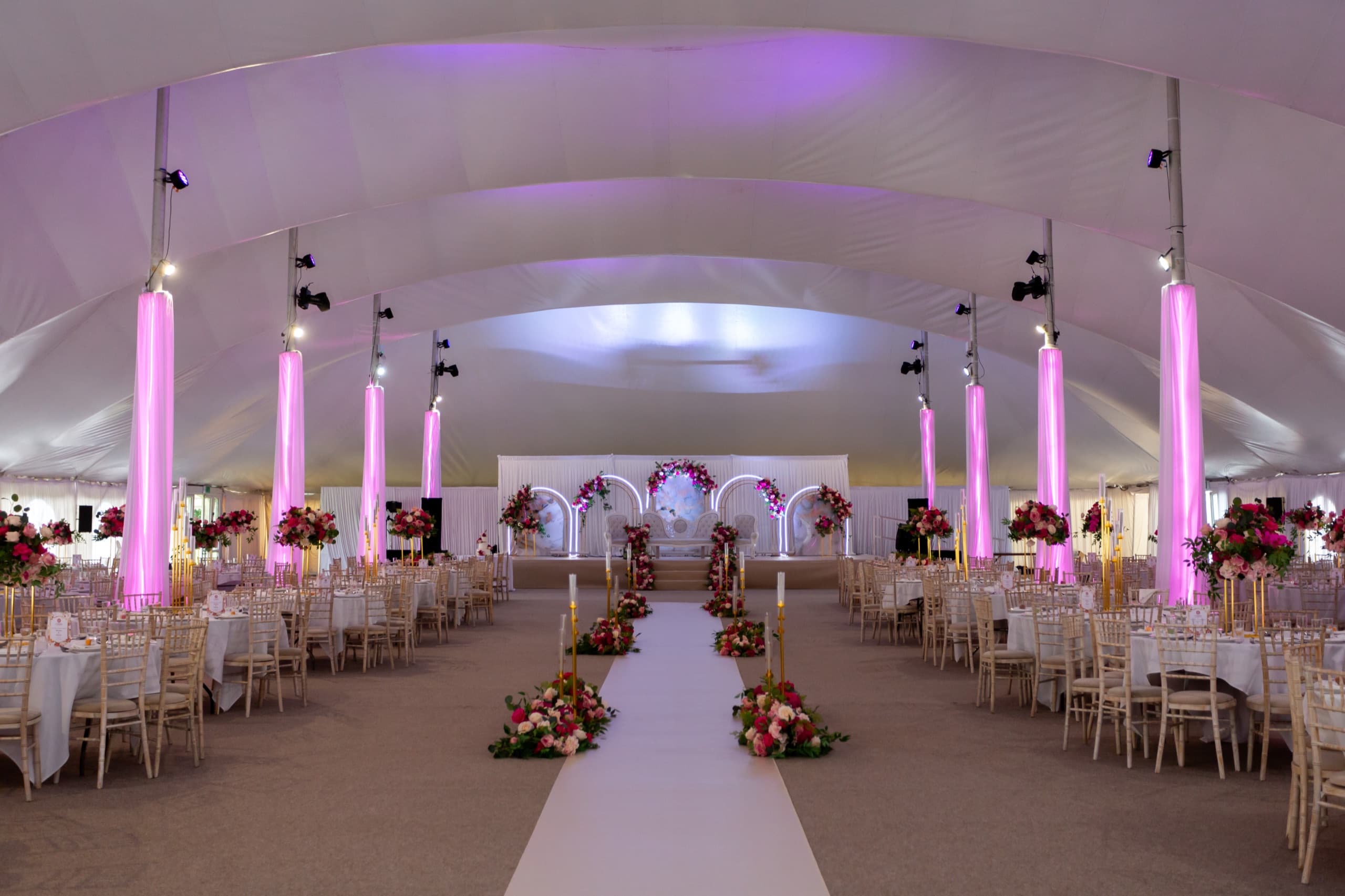 Inside the Mega Marquee, dressed for a celebration