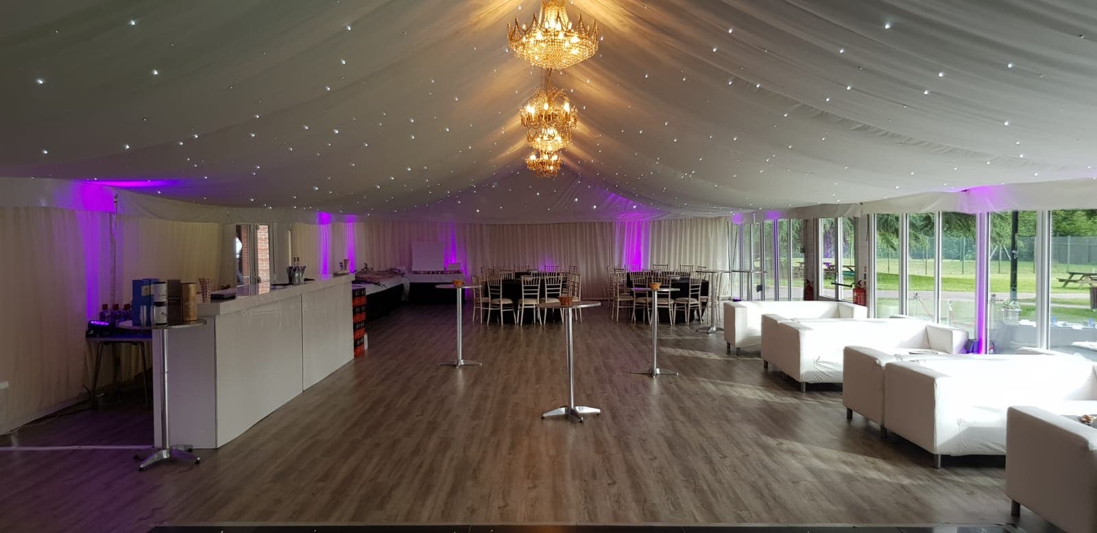 Inside the Mini Marquee, dressed for a celebration