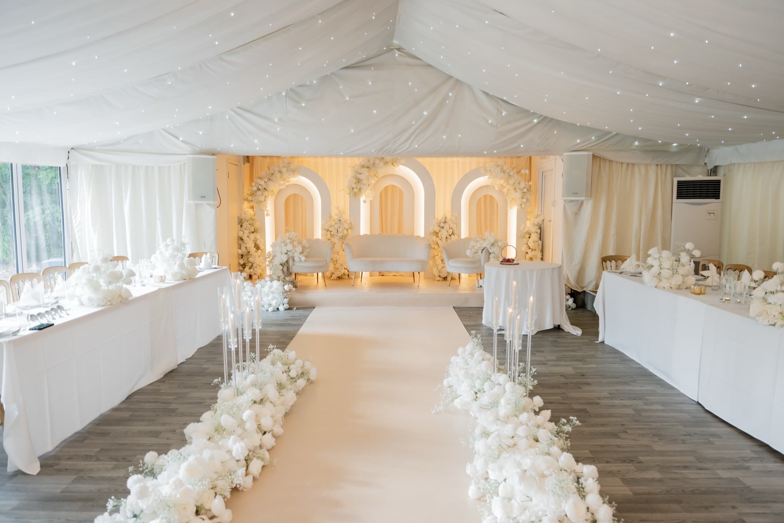 Inside the Mini Marquee, dressed for a celebration