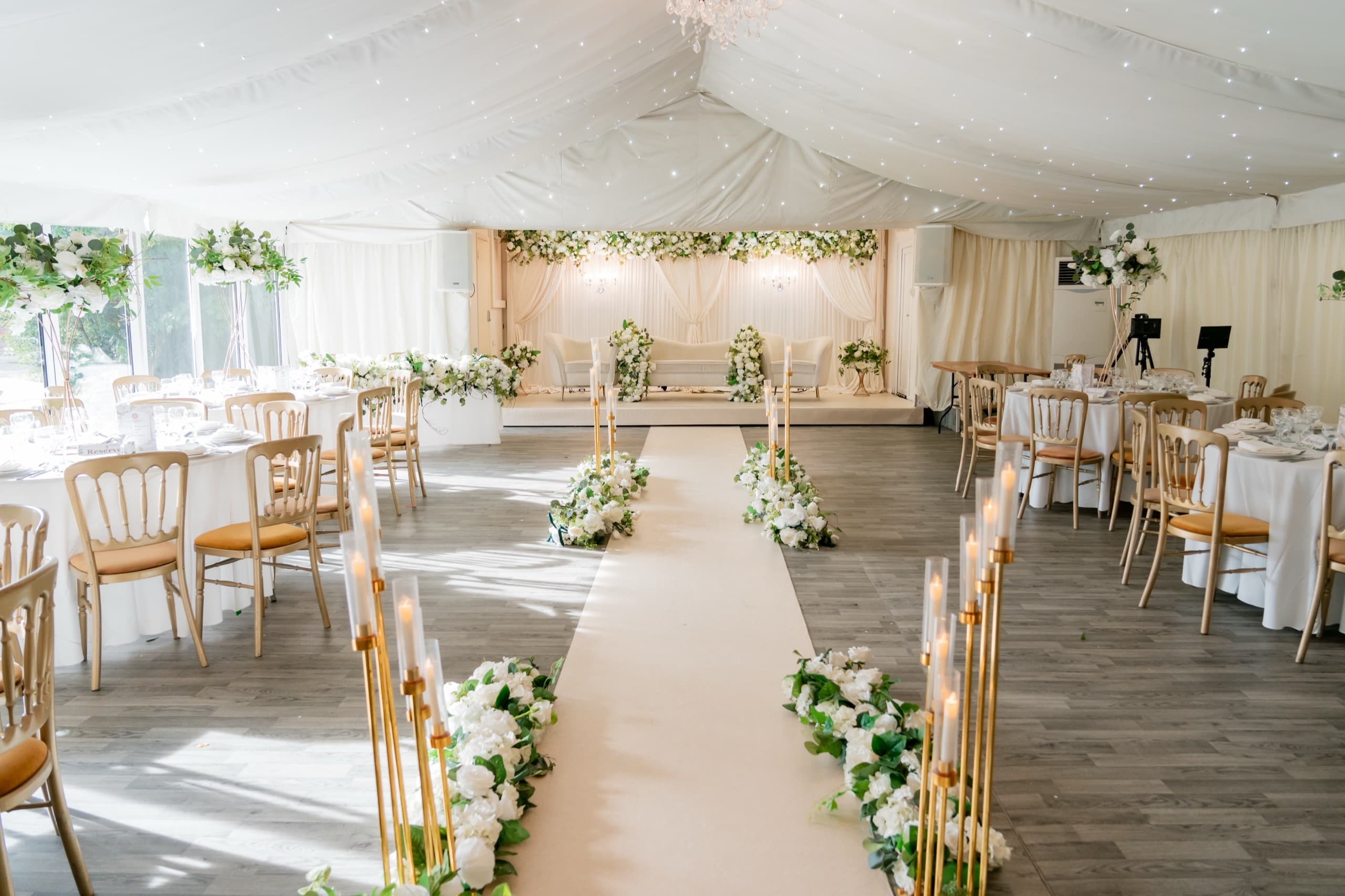 Inside the Mini Marquee, dressed for a celebration