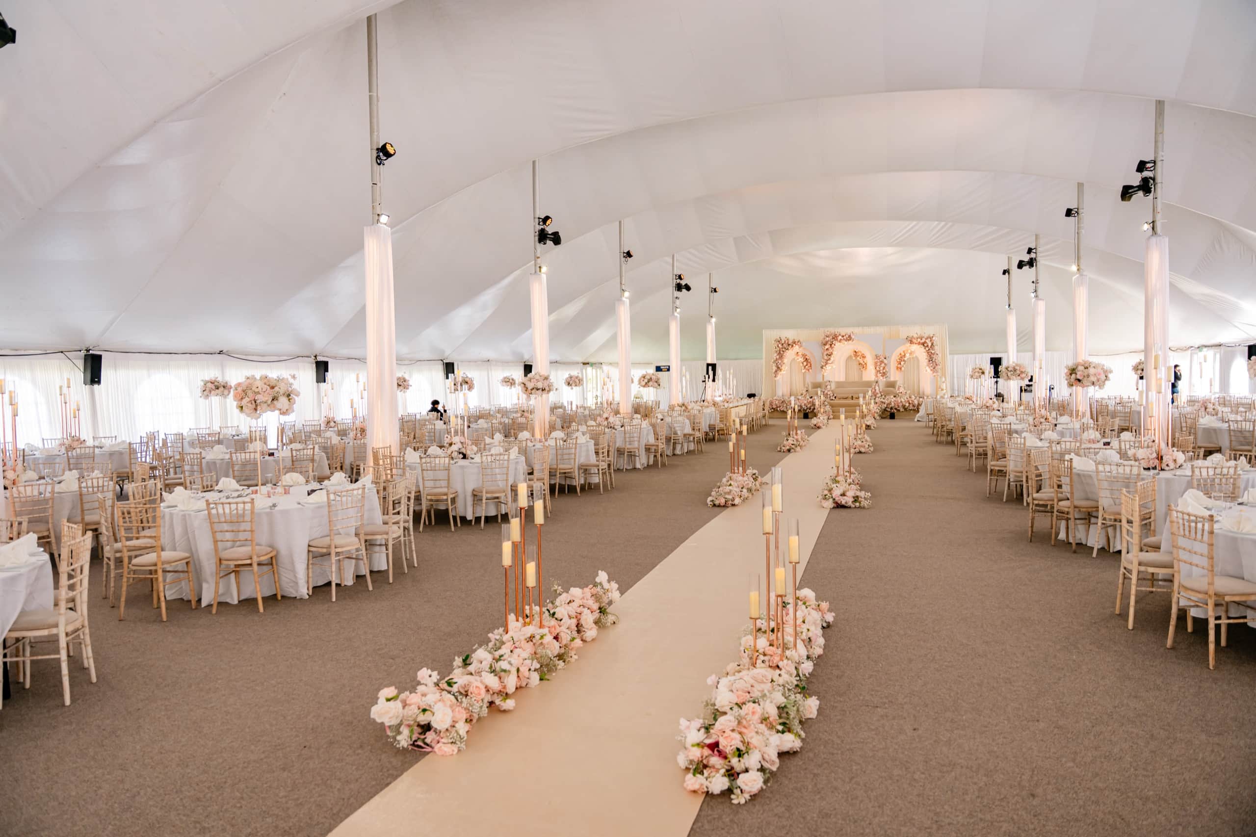Inside the Mega Marquee dressed for a celebration